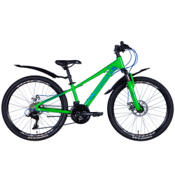 Велосипед AL 24“ Discovery QUBE DD рама-11,5“ зелено-синий 2024 крылья, крыло пер., крыло зад., подножка